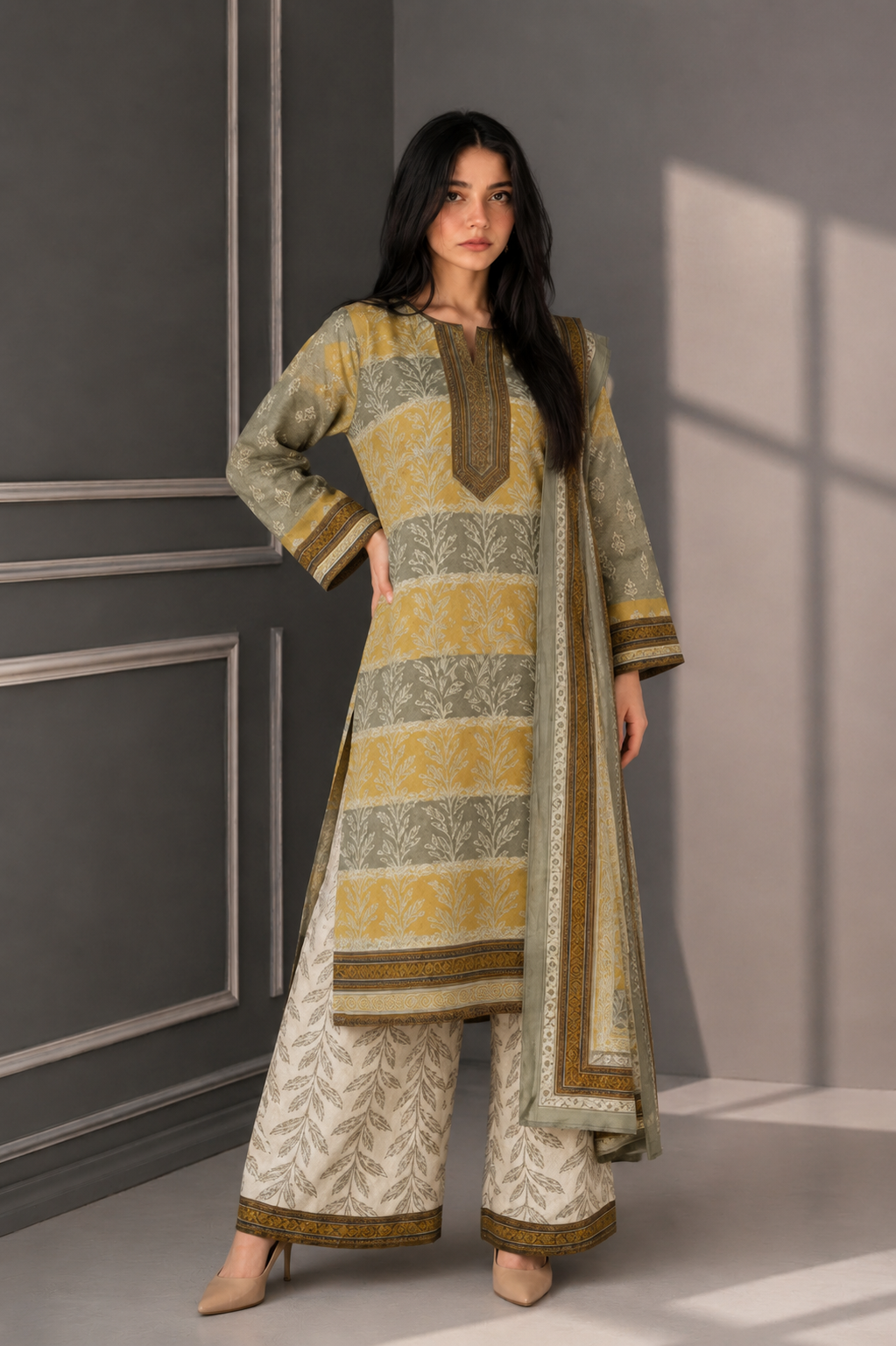 3 Piece Unstitched Lawn Suit for Women | Printed Pakistani Dress
