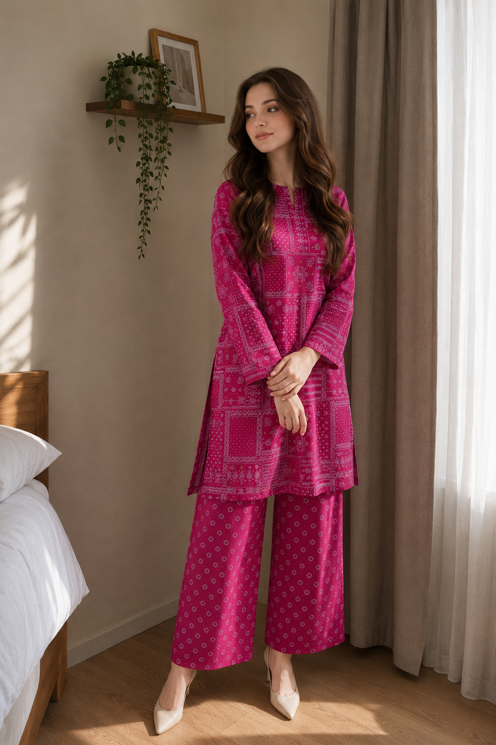 Pink Printed Shalwar Kameez 2 Piece | Buy Online Pakistan