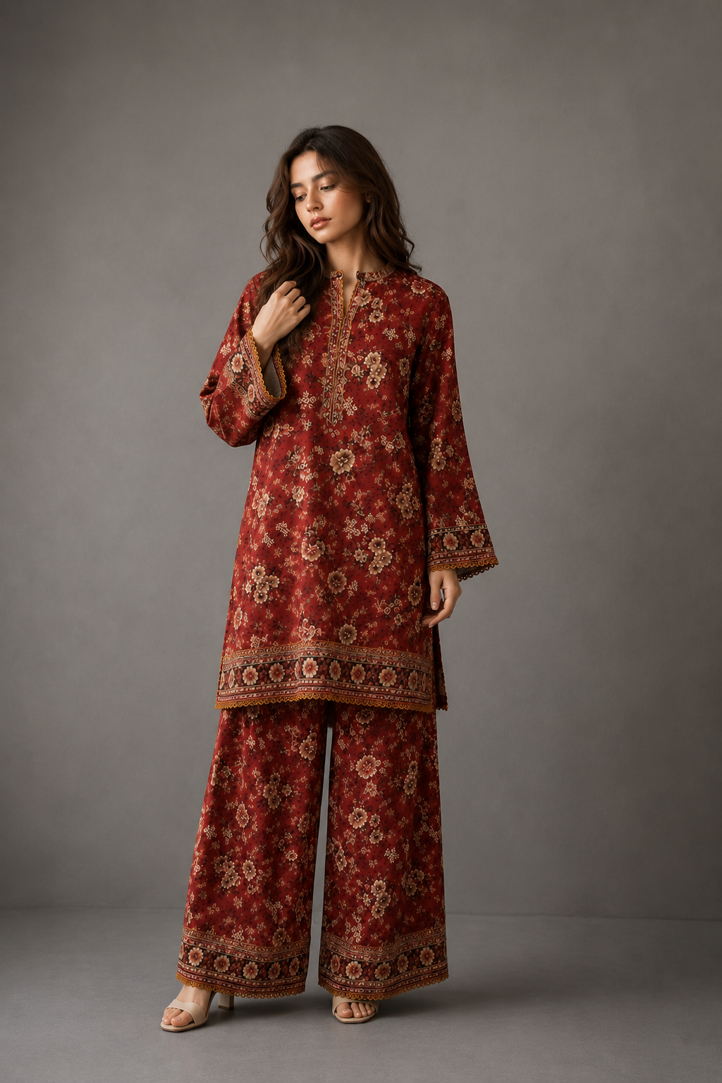 Red Printed Lawn 2-Piece Unstitched Suit | Women Lawn Pakistan 2026