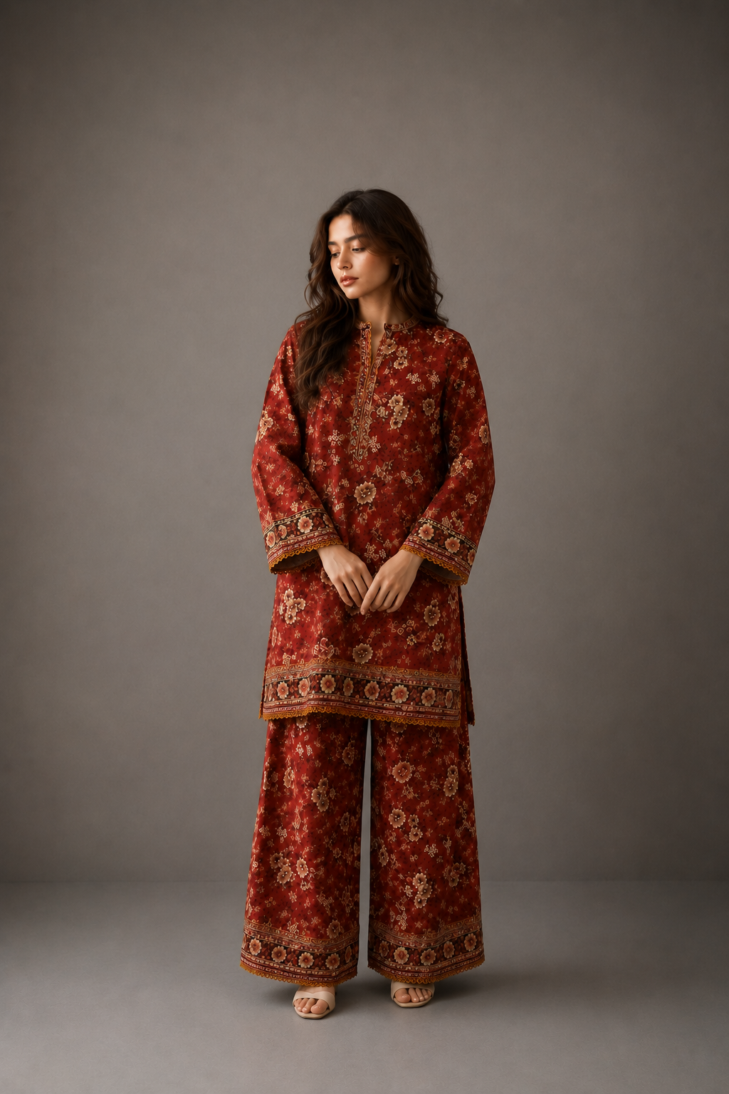 Red Printed Lawn 2-Piece Unstitched Suit | Women Lawn Pakistan 2026