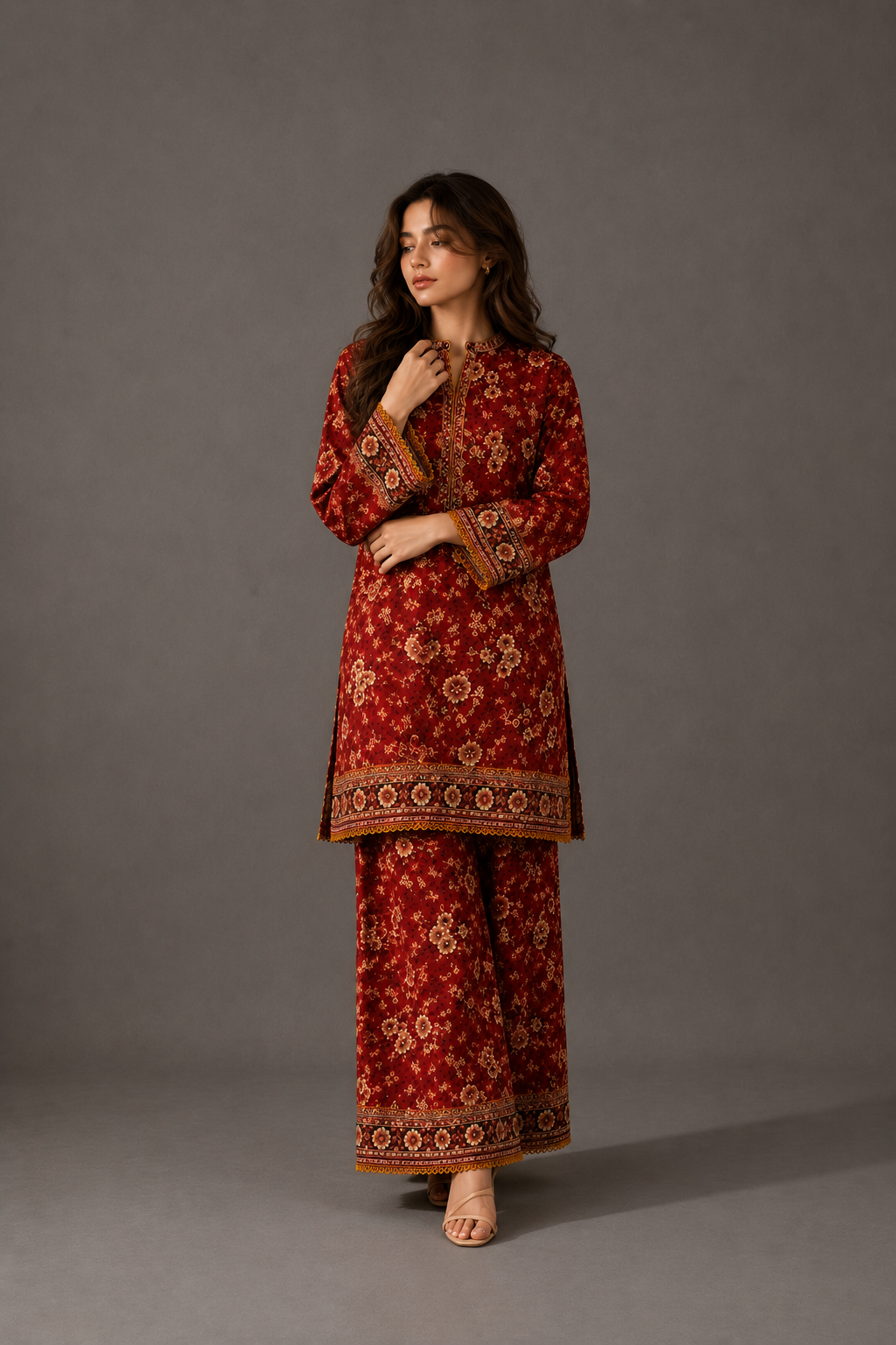 Red Printed Lawn 2-Piece Unstitched Suit | Women Lawn Pakistan 2026