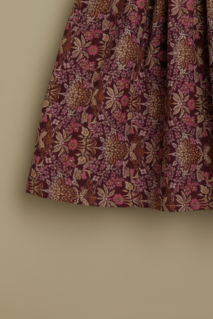 Floral patterned fabric on a beige background