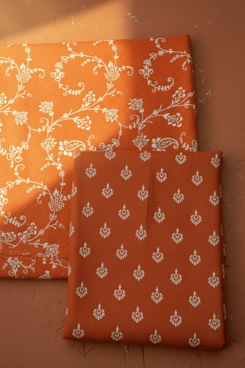 Orange Printed Shalwar Kameez 2 Piece for Women | Buy Online Pakistan