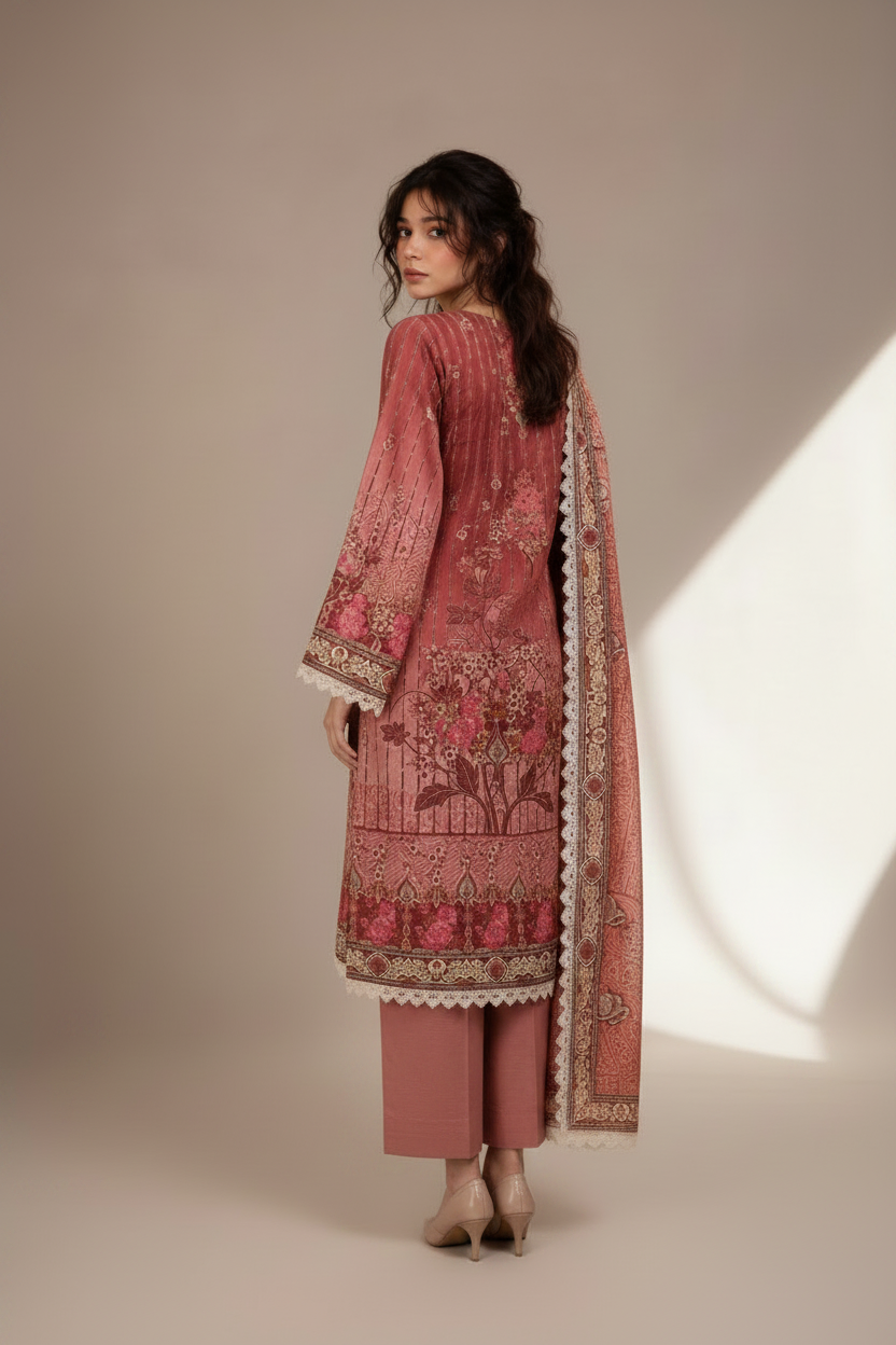 Pink Lawn Suit 3 Piece for Women | Buy Online Pakistan