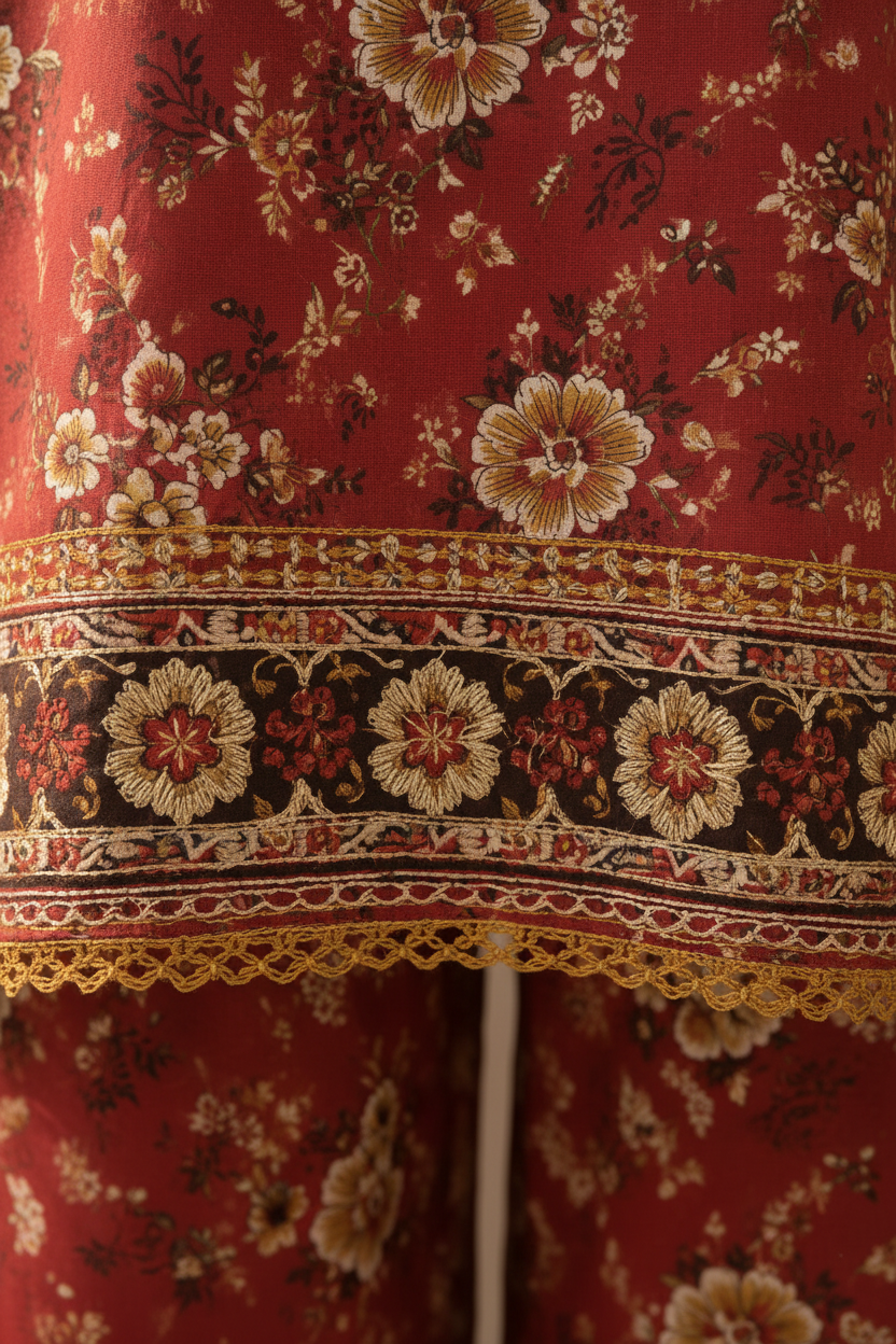 Red Printed Lawn 2-Piece Unstitched Suit | Women Lawn Pakistan 2026