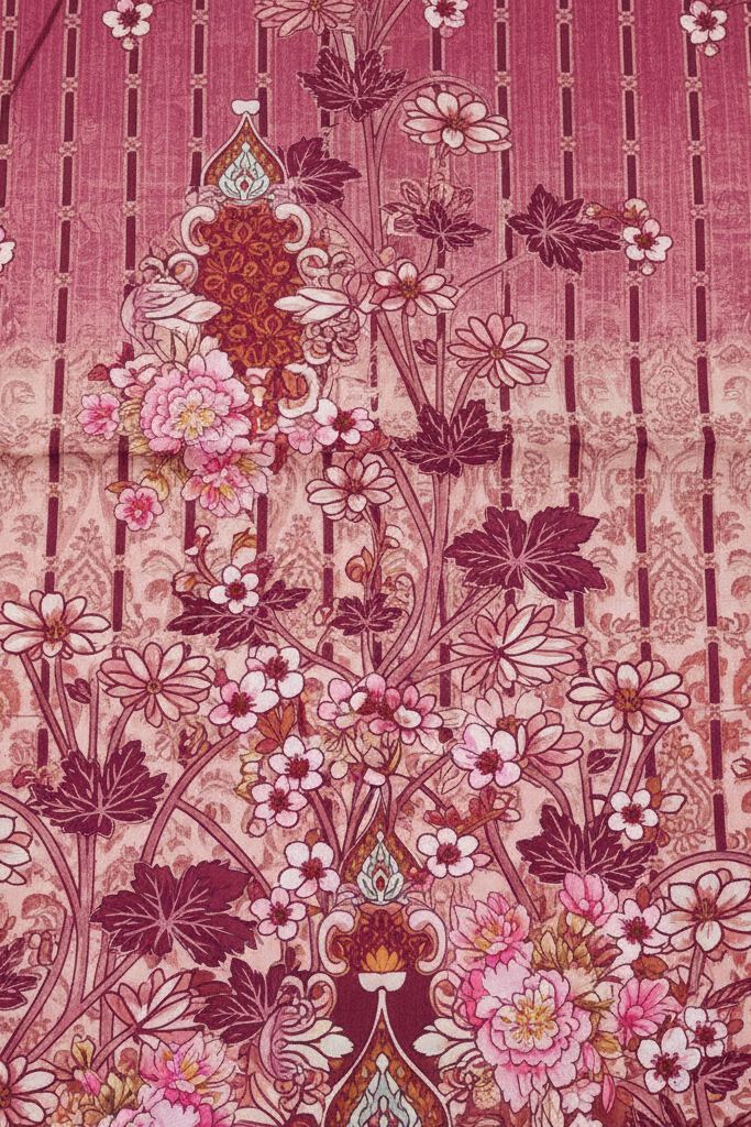 Pink floral and paisley patterned fabric
