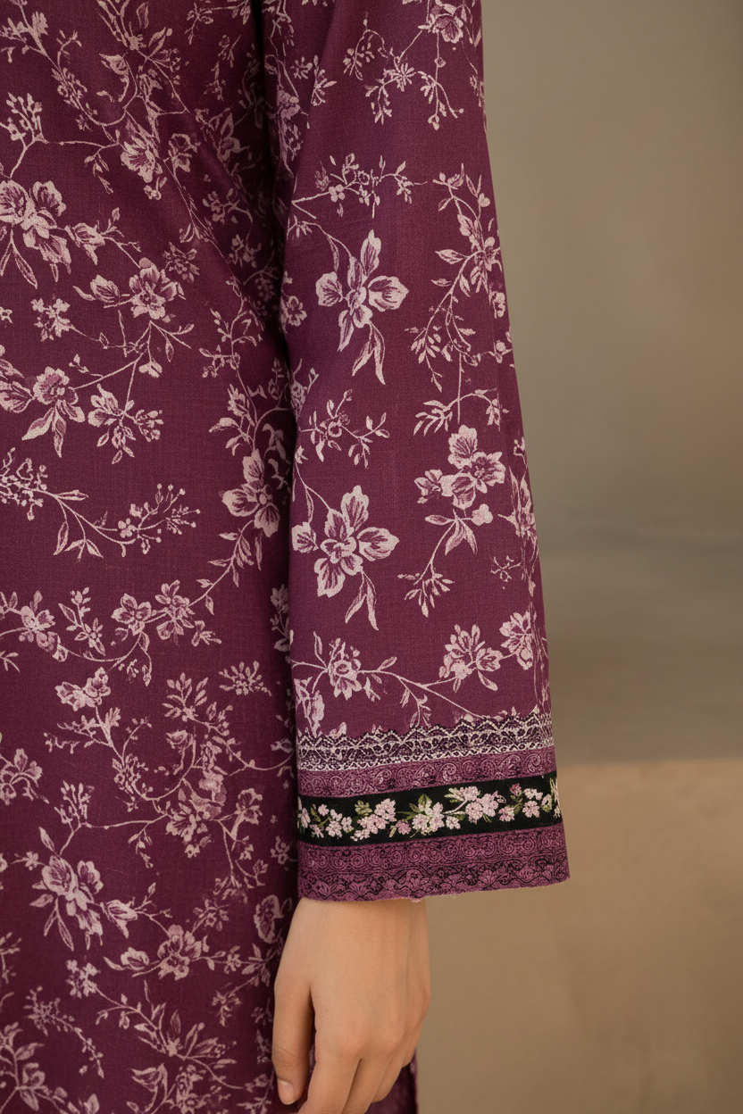 Dark Pink Printed Lawn 2-Piece Unstitched Suit | Women Dress Pakistan 2026
