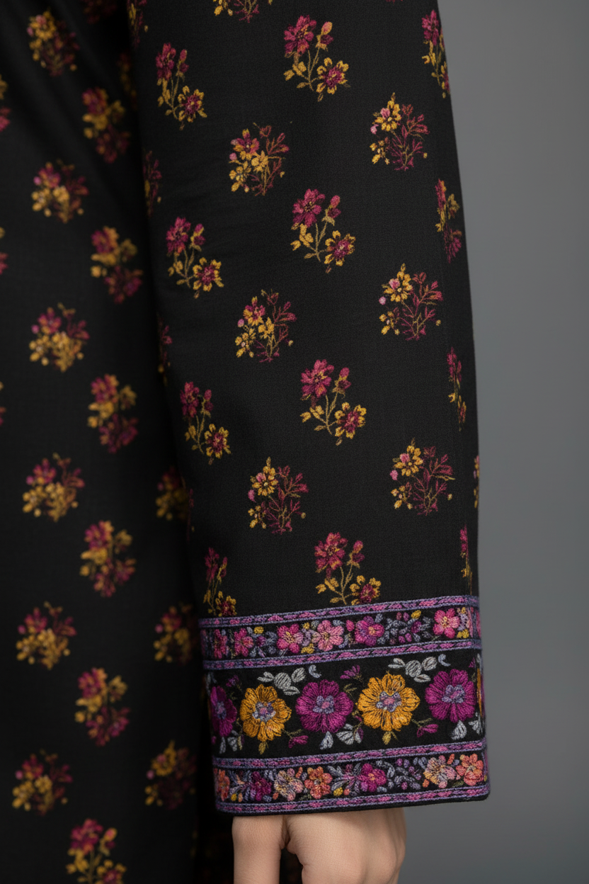 Black Printed Lawn 2-Piece Unstitched Suit | Women Summer Dress Pakistan 2026