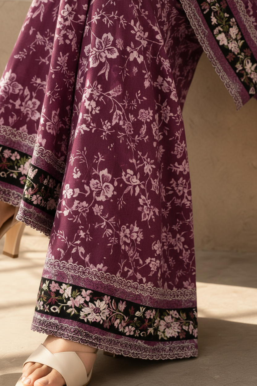 Dark Pink Printed Lawn 2-Piece Unstitched Suit | Women Dress Pakistan 2026