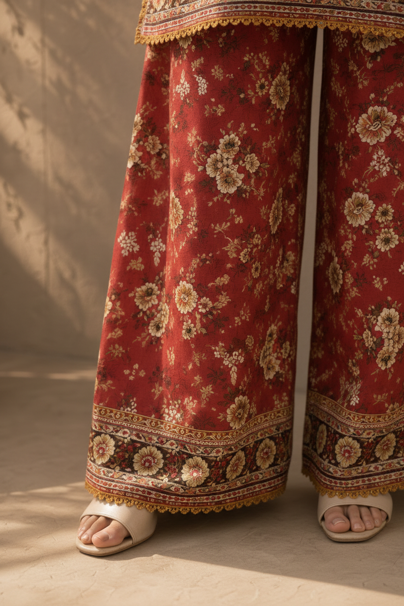 Red Printed Lawn 2-Piece Unstitched Suit | Women Lawn Pakistan 2026