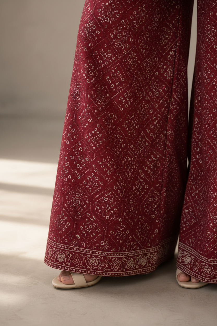 Crimson Red Printed Lawn 3-Piece Unstitched Suit | Women Lawn Pakistan 2026